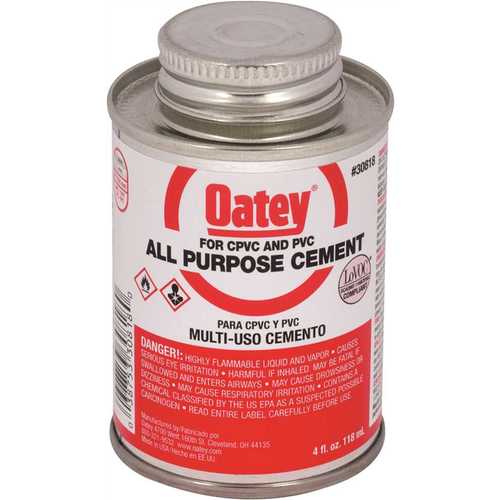 Solvent Cement, 4 oz Can, Liquid, Milky Clear