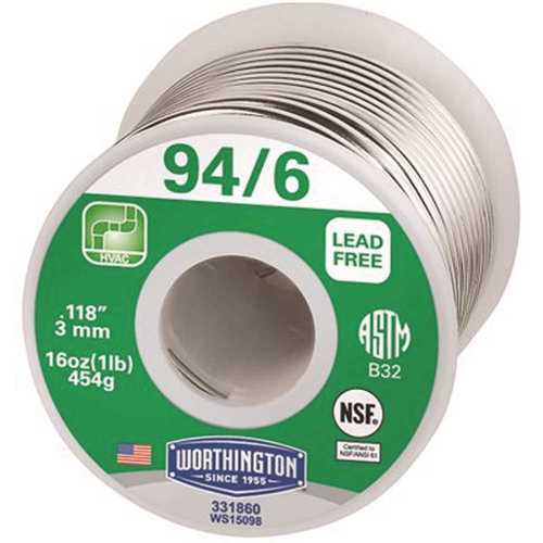 Worthington 331860 16 oz. 94/6 Lead-Free Solder