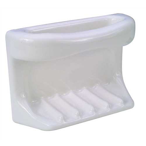 4-1/4 in. x 6-1/4 in. White Ceramic Soap Dish and Cloth Holder