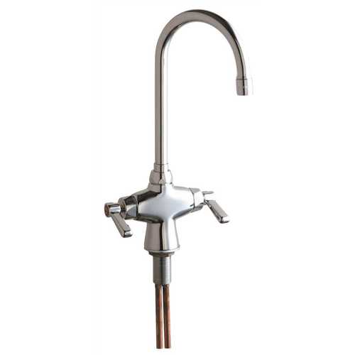 Single Hole 2-Handle High-Arc Bathroom Faucet in Chrome with 5-1/4 in. Rigid/Swing Gooseneck Spout