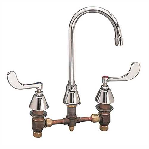 8 in. Widespread 2-Handle High-Arc Bathroom Faucet in Chrome with 5-1/4 in. Rigid/Swing Gooseneck Spout