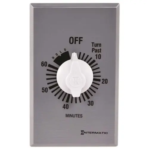 Intermatic FF60MC FF 20 Amp 60-Minute Indoor In-Wall Auto-Off Spring Wound Timer, Gray