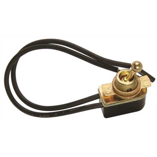 Single Circuit Rated Metal Toggle Light Switch, Brass