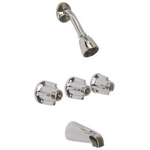 3-Handle 1-Spray Tub and Shower Faucet in Polished Chrome (Valve Included)