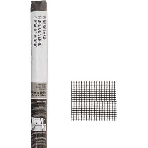 New York Wire FCS8558-M Insect Screen, 7 ft L, 36 in W, Fiberglass, Charcoal