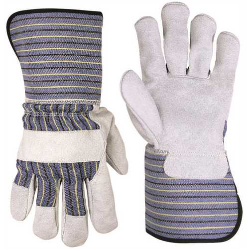 X-Large Split Leather Palm Work Gloves With Extended Safety Cuff Pair