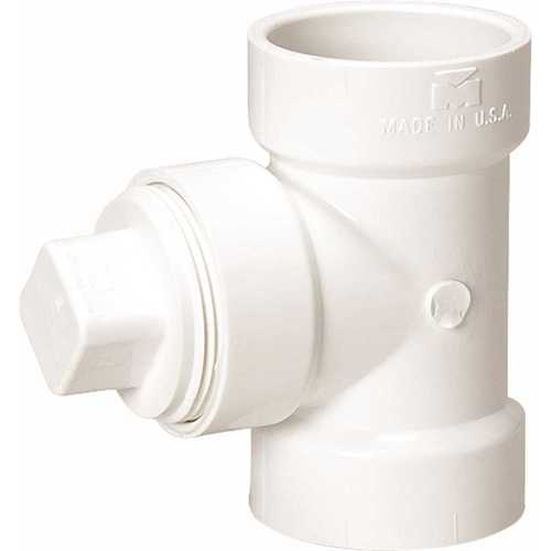 COPY 0 1-1/2 in. PVC DWV Hub x Hub x FPT Cleanout Plug Tee