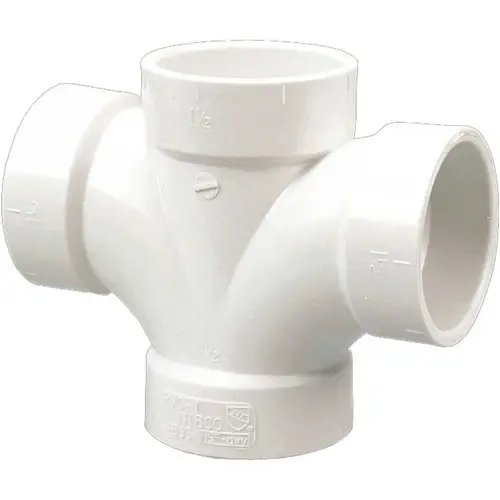 COPY 0 2 in. x 2 in. x 1-1/2 in. x 1-1/2 in. PVC DWV All Hub Double Sanitary Tee