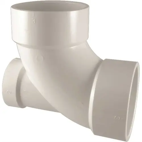 COPY 0 3 in. x 3 in. x 2 in. PVC DWV 90 Degree Hub x Hub x Hub Elbow with Low-Heel Inlet
