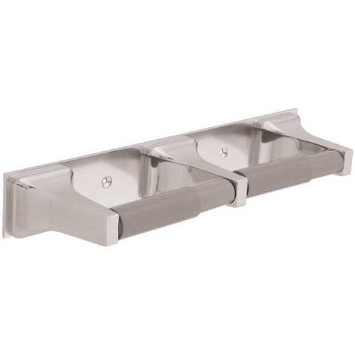 Double Roll Toilet Paper Holder with Plastic Rollers in Chrome