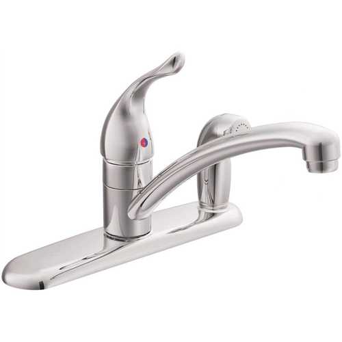 Chateau Single-Handle Standard Kitchen Faucet with Side Sprayer on Deck in Chrome