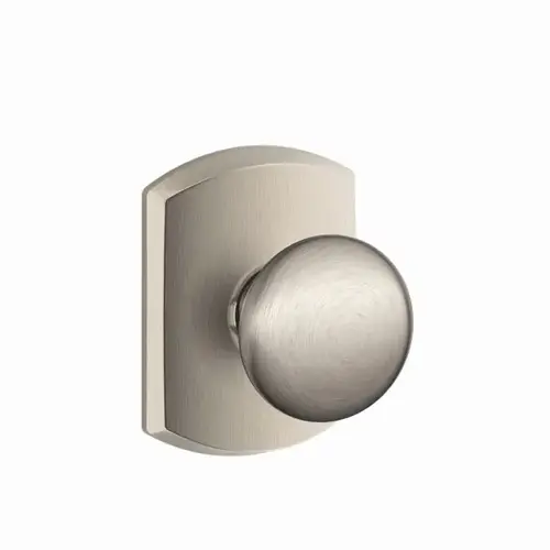 F10 Plymouth Passage Knob Lock With Greenwich Trim, Satin Nickel