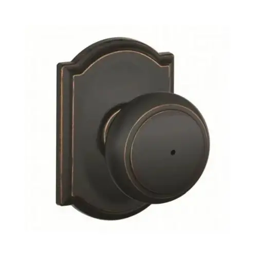 F40 Andover Knob Privacy Lock with Camelot Trim Aged Bronze