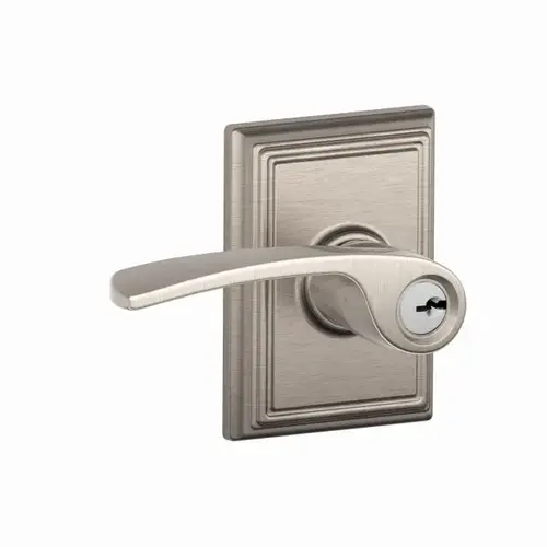 Merano Lever with Addison Rose Keyed Entry Lock C Keyway with 16211 Latch and 10063 Strike Satin Nickel Finish