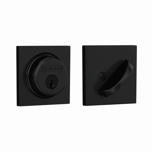 Schlage Custom B60COL622 Collins Single Cylinder Deadbolt C Keyway with 12321 Latch and and 10116 Strike Matte Black Finish