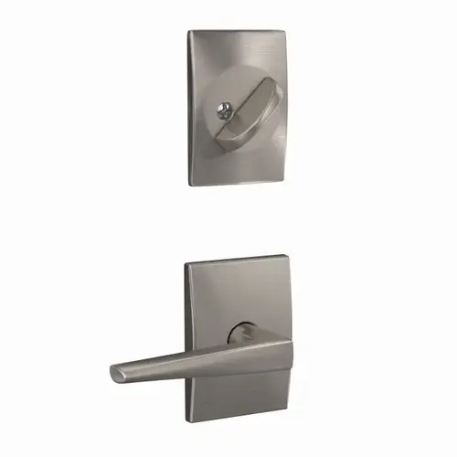 Schlage Custom FC94ELR619CEN Custom Eller Lever with Century Rose Dummy Interior Trim Satin Nickel Finish