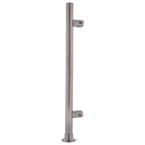 Brushed Stainless 18" High 1" Round PP56 Slimline Series Straight Front Counter/Partition End Post