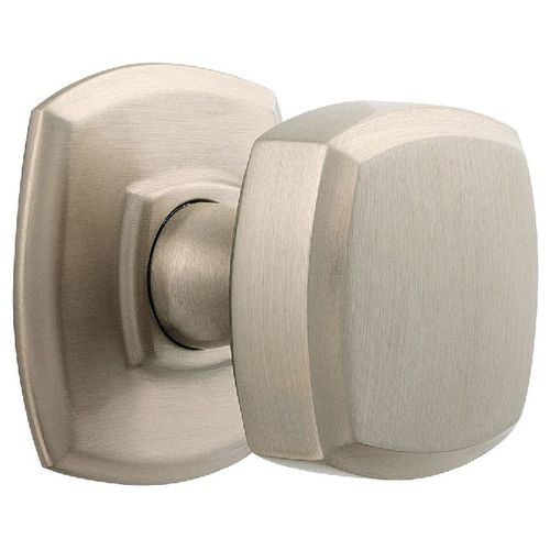 Preconfigured 5011 Knob with 5158 Rose Privacy Lock with 2-3/8" Backset and Full Lip Strike Lifetime Satin Nickel Finish