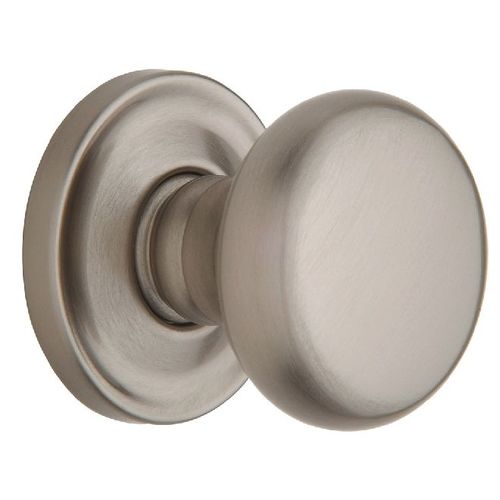 Preconfigured 5015 Classic Knob with 5048 Rose Full Dummy Lock Lifetime Satin Nickel Finish