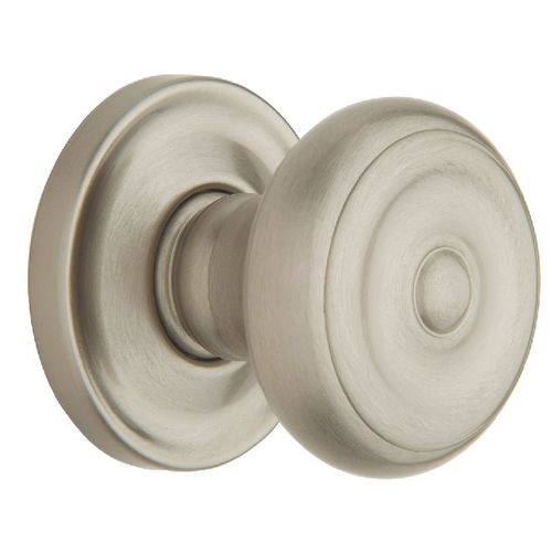 Preconfigured 5020 Colonial Knob with 5048 Rose Half Dummy Lock Lifetime Satin Nickel Finish