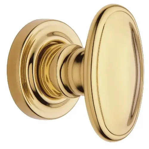 Preconfigured 5057 Knob with 5146 Rose Privacy Lock with 2-3/8" Backset and Full Lip Strike Unlacquered Brass Finish