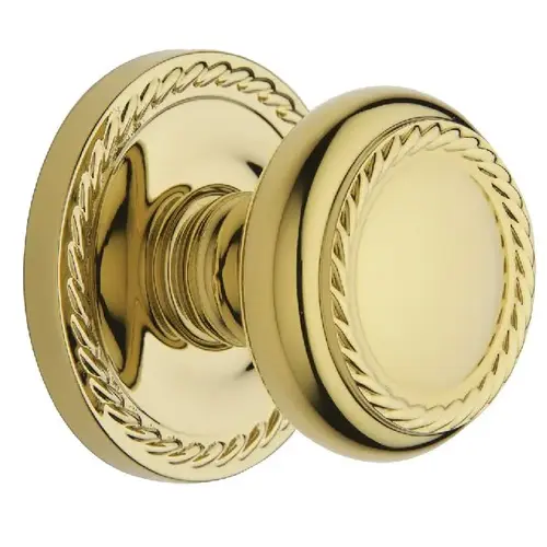 Preconfigured 5064 Knob with 5149 Rose Privacy Lock with 2-3/8" Backset and Full Lip Strike Unlacquered Brass Finish