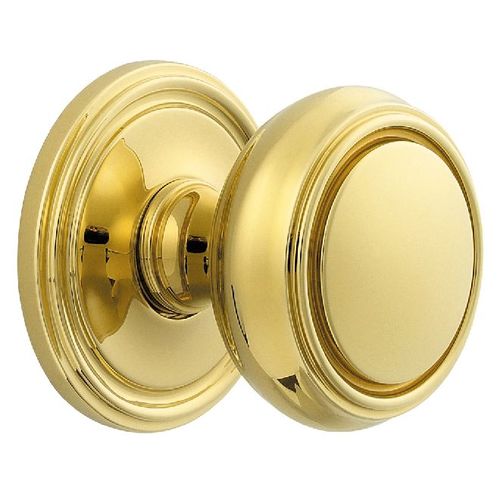 Preconfigured 5068 Knob with 5070 Rose Full Dummy Lock Unlacquered Brass Finish