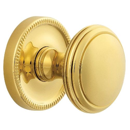 Preconfigured 5069 Knob with 5129 Rose Privacy Lock with 2-3/8" Backset and Full Lip Strike Lifetime Brass Finish