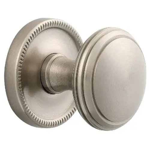 Preconfigured 5069 Knob with 5076 Rose Passage Lock with 2-3/8" Backset and Full Lip Strike Lifetime Satin Nickel Finish