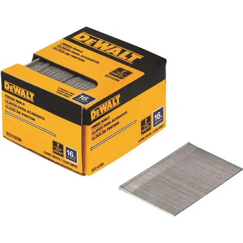 Finish Nail, 2 in L, 16 Gauge, Steel, Galvanized, Brad Head, Smooth Shank - pack of 2500