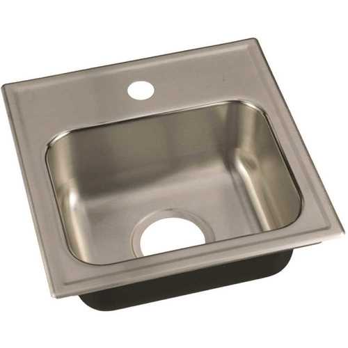 18-Gauge Stainless Steel 15 in. x 15 in. 1-Hole Single Bowl Drop-In Bar Sink with Faucet Ledge
