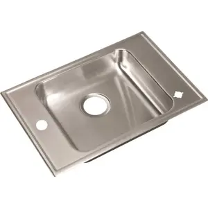 Classroom Sink, Drop-in, 17 in. x 25 in. 1-Compartment, ADA, SS, L/R Faucet Ledges, 4.5 in. Deep, Drain Center Rear Classroom Sink, Drop-in, 17 in. x 25 in. 1-Compartment, ADA, SS, L/R Faucet Ledges, 4.5 in. Deep, Drain Center Rear