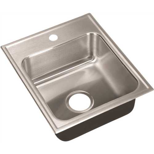 JUST MANUFACTURING SL-1815-A-1 18-Gauge Stainless Steel 18 in. O.D. x 15 in. 1-Hole Single Bowl Drop-In Kitchen Sink with Faucet Ledge