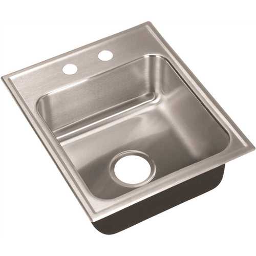 18-Gauge Stainless Steel 18 in. O.D. x 15 in. 2-Hole Single Bowl Drop-In Kitchen Sink with Faucet Ledge
