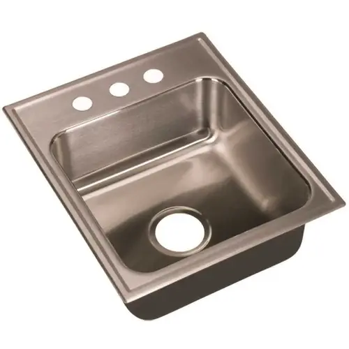 18-Gauge Stainless Steel 18 in. O.D. x 15 in. 3-Hole Single Bowl Drop-In Kitchen Sink with Faucet Ledge