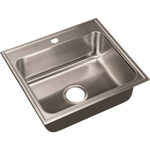 18-Gauge Stainless Steel 21 in. O.D. x 25 in. 1-Hole Single Bowl Drop-In Kitchen Sink with Faucet Ledge