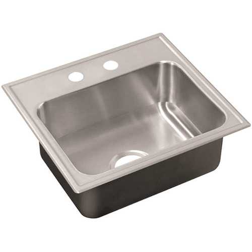 18-Gauge Stainless Steel 22 in. O.D. x 25 in. 2-Hole Single Bowl Drop-In Kitchen Sink with Faucet Ledge