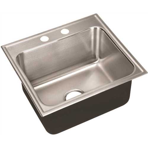 JUST MANUFACTURING SLX-1921-A-2 18-Gauge Stainless Steel 19 in. O.D. x 21 in. 2-Hole Single Bowl Drop-In Deep Kitchen Sink with Faucet Ledge