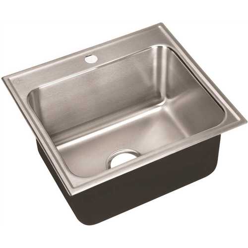 18-Gauge Stainless Steel 22 in. O.D. x 25 in. 1-Hole Single Bowl Drop-In Deep Kitchen Sink with Faucet Ledge