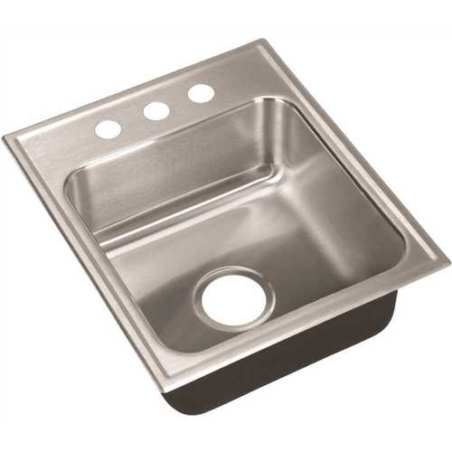 JUST MANUFACTURING SL-ADA-1815-A-3-5-5-DCR 18-Gauge Stainless Steel 18 in. O.D. x 15 in. 3-Hole DCR Single Bowl ADA Drop-In Sink with Faucet Ledge