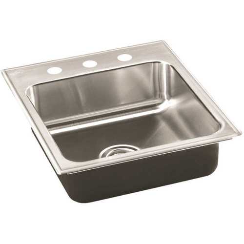 JUST MANUFACTURING SL-ADA-2019-A-3-5-5-DCR 18-Gauge Stainless Steel 20 in. O.D. x 19 in. 3-Hole DCR Single Bowl ADA Drop-In Kitchen Sink with Faucet Ledge