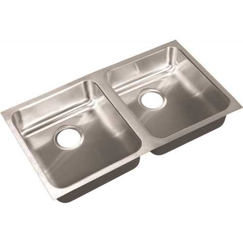JUST MANUFACTURING UD-ADA-1832-A-5-5-DCR 18 in. I.D. x 32 in. x 5.5 in. 2-Bowl Undermount Sink ADA 18-Gauge Stainless Steel 2-Compartment DCR