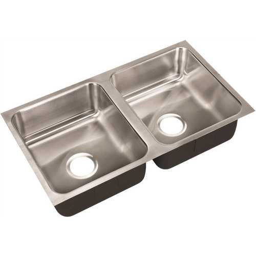 JUST MANUFACTURING UD-1832-A 18-Gauge Stainless Steel 18 in. I.D. x 32 in. x 8 in. Double Bowl Undermount Kitchen Sink
