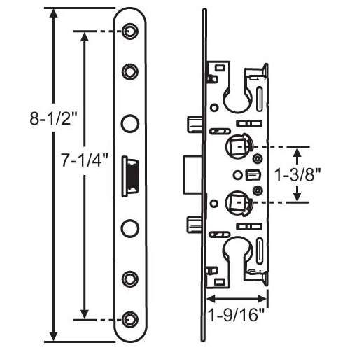 Pella Storm Door Mortise Lock green Faceplate Reversible