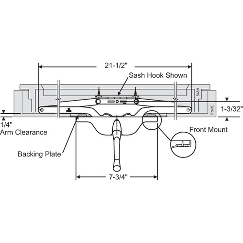 21-1/2"white Fm Awn Roto Op awO-180-Wh