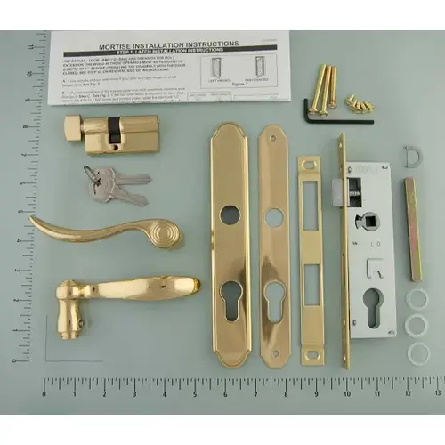 Brixwell 19-775brs Brass Mortise Hardware Set w/key Cyl & Lock f/ 1-5/8" Door