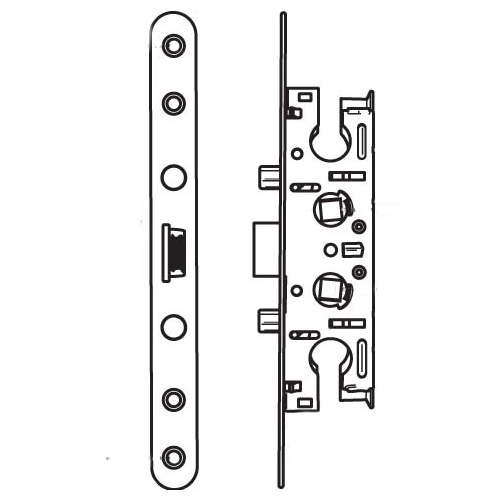 Pella Storm Door Mortise Lock white Reversible 7-1/4in Hole Centers 8-1/2in Height