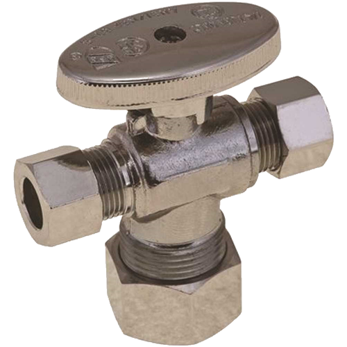 Premier NLT1331DRN 5/8 in. Compression x 3/8 in. Compression x 3/8 in. Compression, Lead Free Quarter Turn Dual Outlet Stop