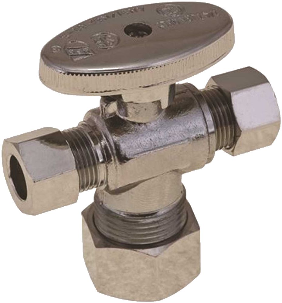 Durapro NLT1331DRNQ 5/8 in. Compression x 3/8 in. Compression x 1/4 in. Compression Lead Free Quarter Turn Dual Outlet Stop