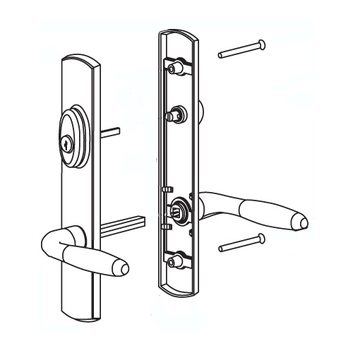 Swing Trimset Keyed white For 2in Door 10in Half Round Plate